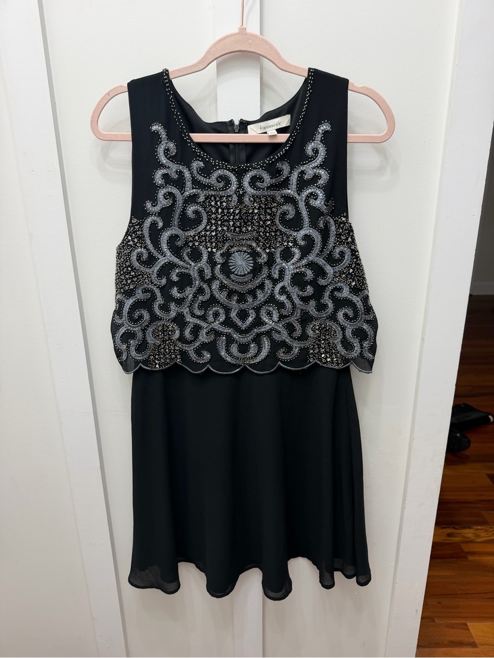 Francesca’s Beaded Black Cocktail Dress Size L